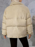 Damen-Corduroy-Jacke mit Stehkragen – Lange Ärmel, Taschen und Knopfverschluss lockere Passform